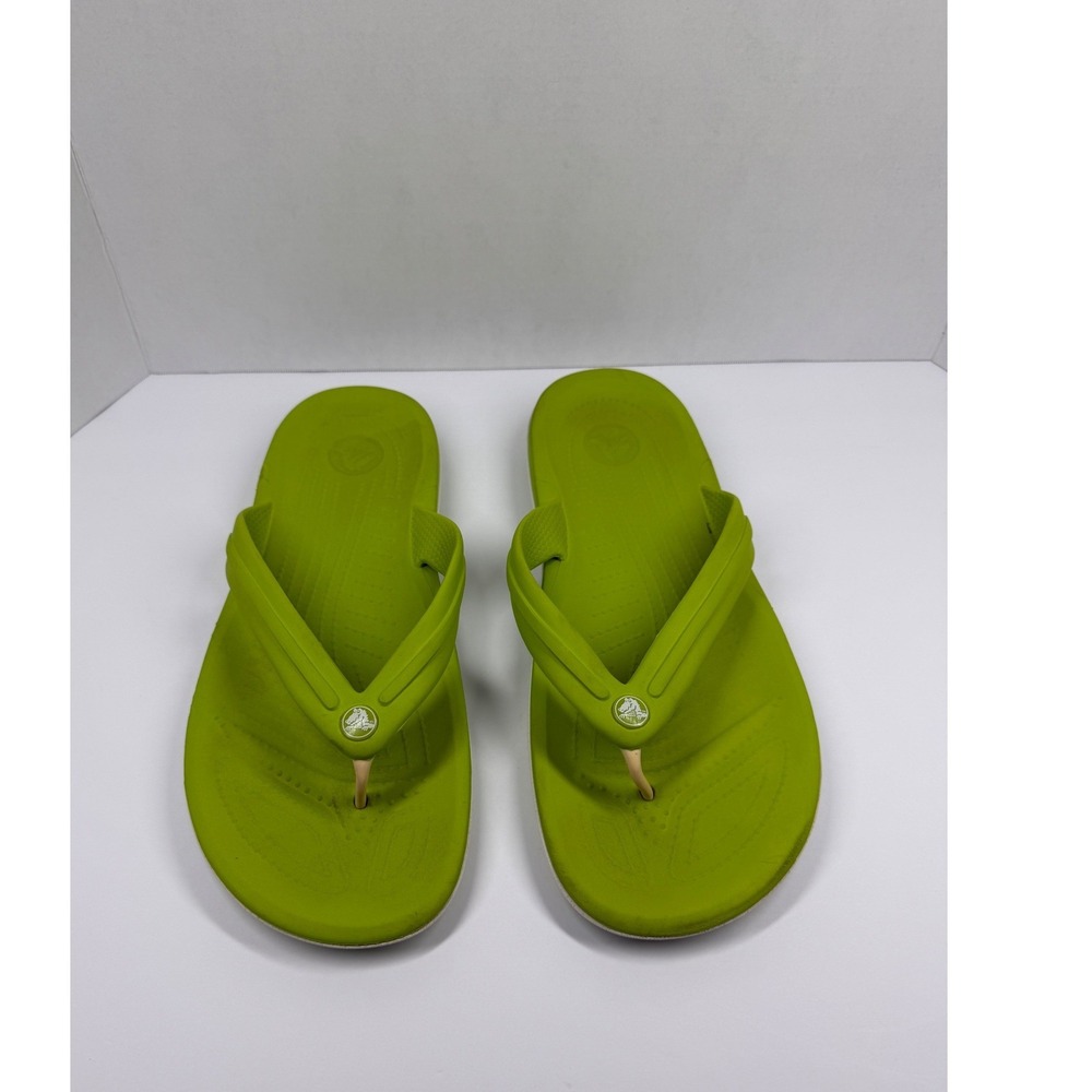 Crocs Crocband Flip Flops Lime Green Mens 11 Womens 13 Thong Sandals 11033